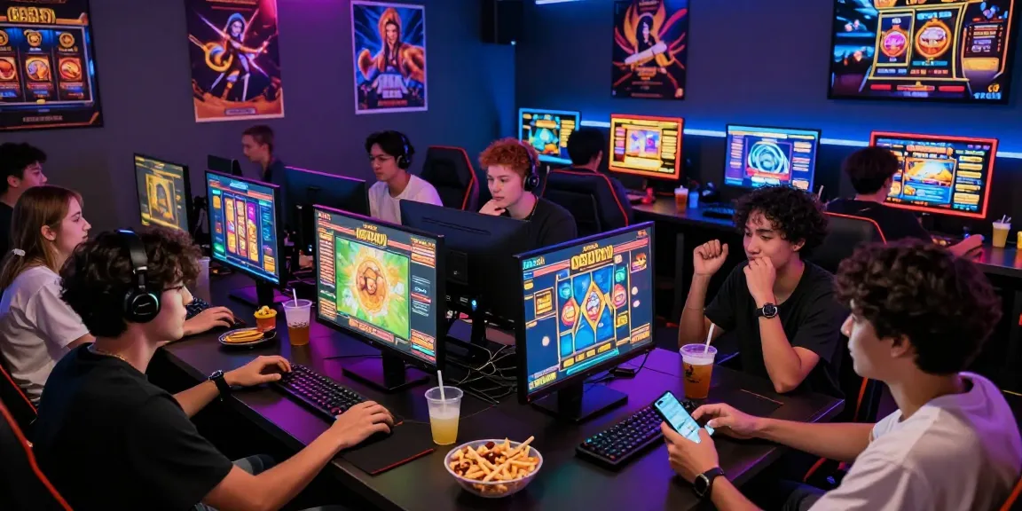 Permainan slot gacor yang mengasyikkan di lounge gaming malam ini dengan teman-teman yang bersemangat.